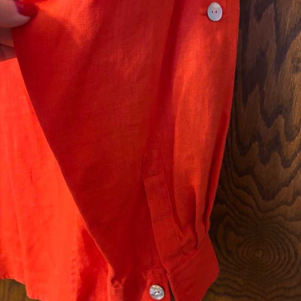 Beautiful Studio Works Orange Linen Top with Long Sleeves (3x) for any occasion - Picture 7 of 16
